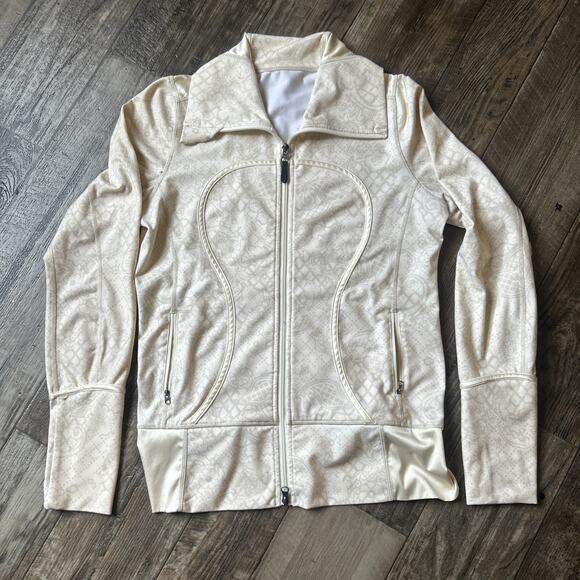 Lululemon Women's Parsley Print Full Zip Jacket Slim Fit Stretch yellow - Picture 1 of 6